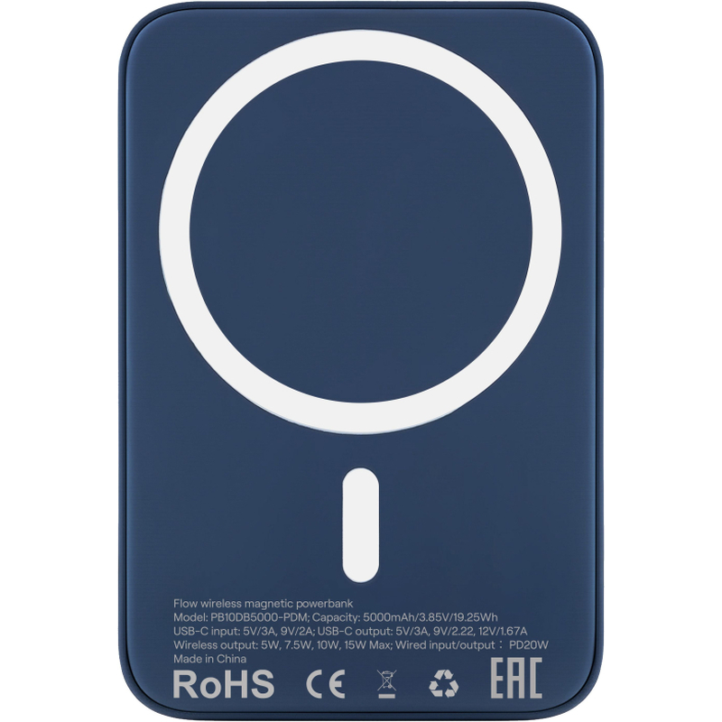 PB10DB5000-PDM Внешний аккумулятор uBear Flow Magnetic Power bank 5000mAh, PD20W, тёмно-синий